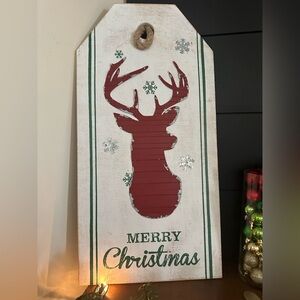 Rustic Red Reindeer Christmas Wall Decor 23.5x12”